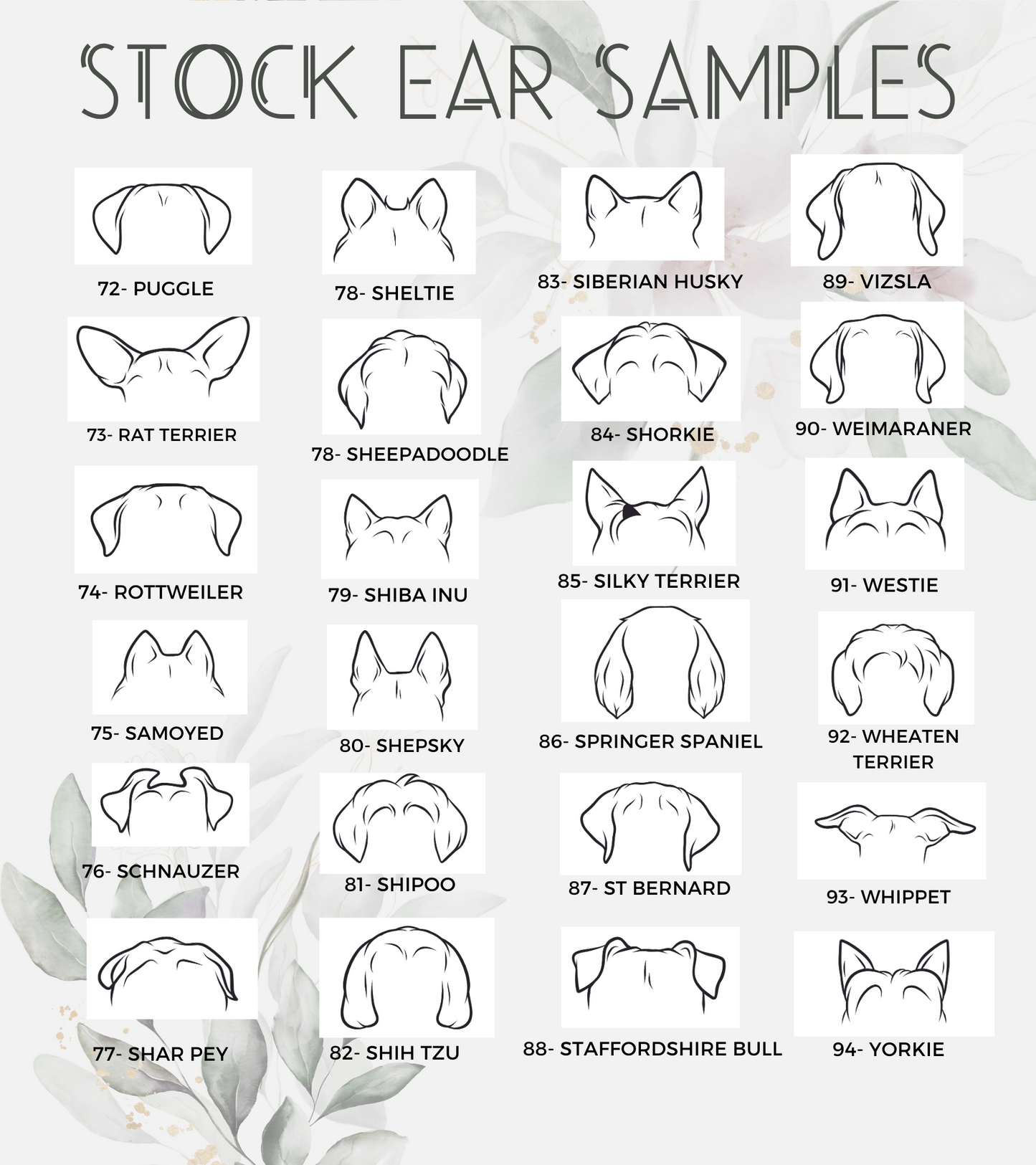 Dog Ear Outline Christmas Ornaments