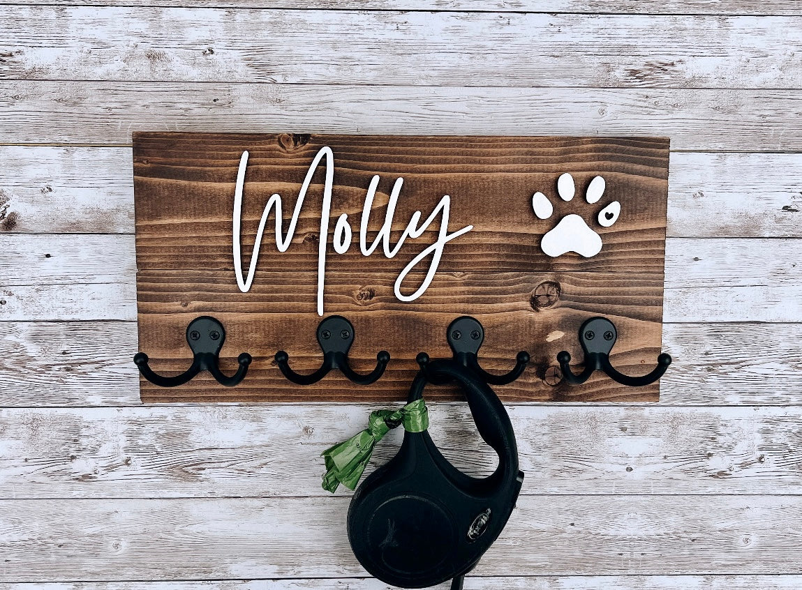 Custom Dog Leash Holder and Entryway Organizer