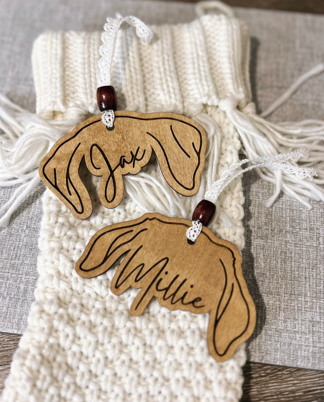 Dog Ear Outline Christmas Ornaments