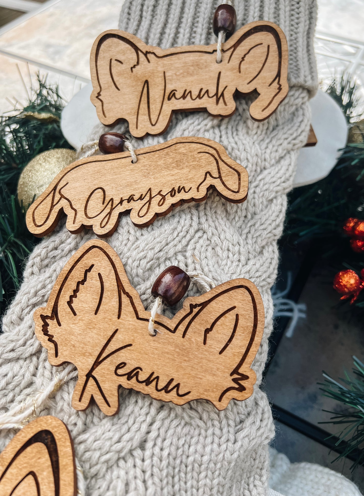 Dog Ear Outline Christmas Ornaments