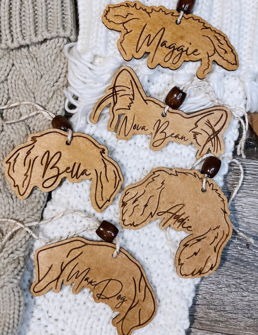 Dog Ear Outline Christmas Ornaments