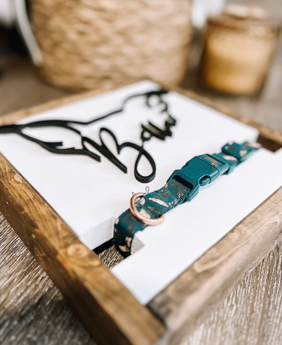 Modern Pet Art - Custom Dog Ear Outline Sign With Collar Holder