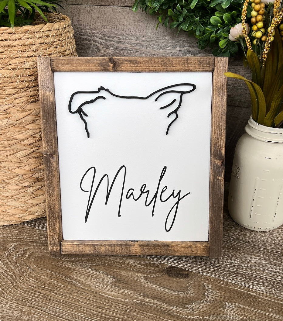Custom Dog Ear Outline Sign - Modern Pet Line Art
