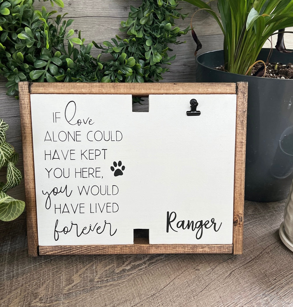 If Love Alone - Pet Memorial With Dog Collar Holder + Photo Clip