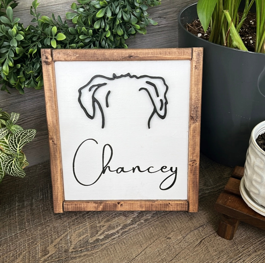 Custom Dog Ear Outline Sign - Modern Pet Line Art