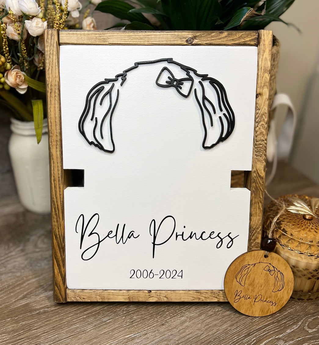 Custom Dog Ear Silhouette - Pet Line Art With Collar Holder