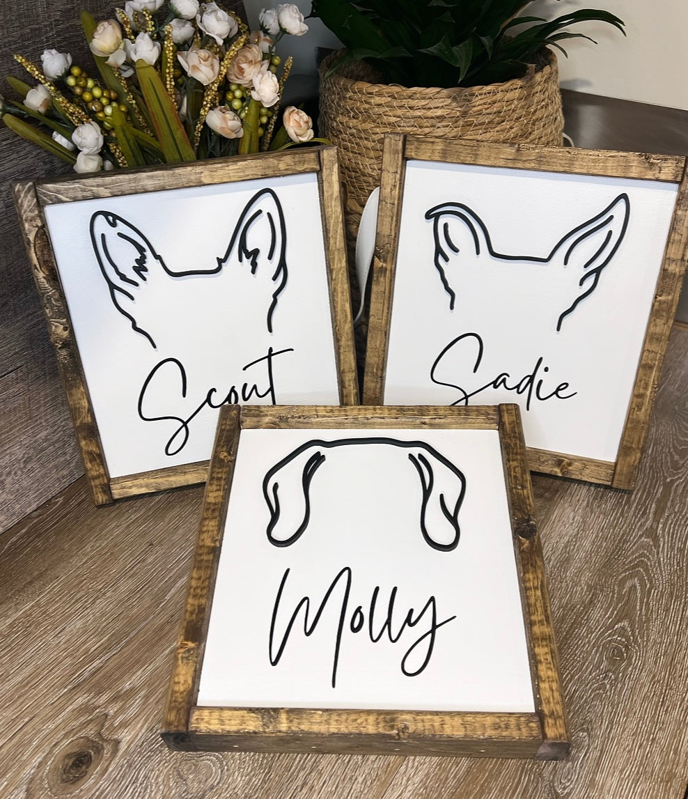 Custom Dog Ear Outline Sign - Modern Pet Line Art