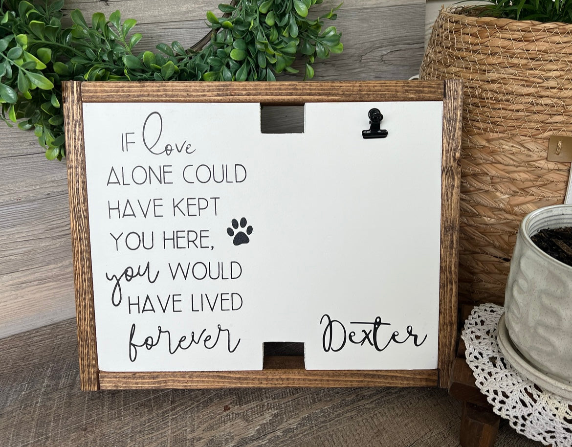 If Love Alone - Pet Memorial With Dog Collar Holder + Photo Clip