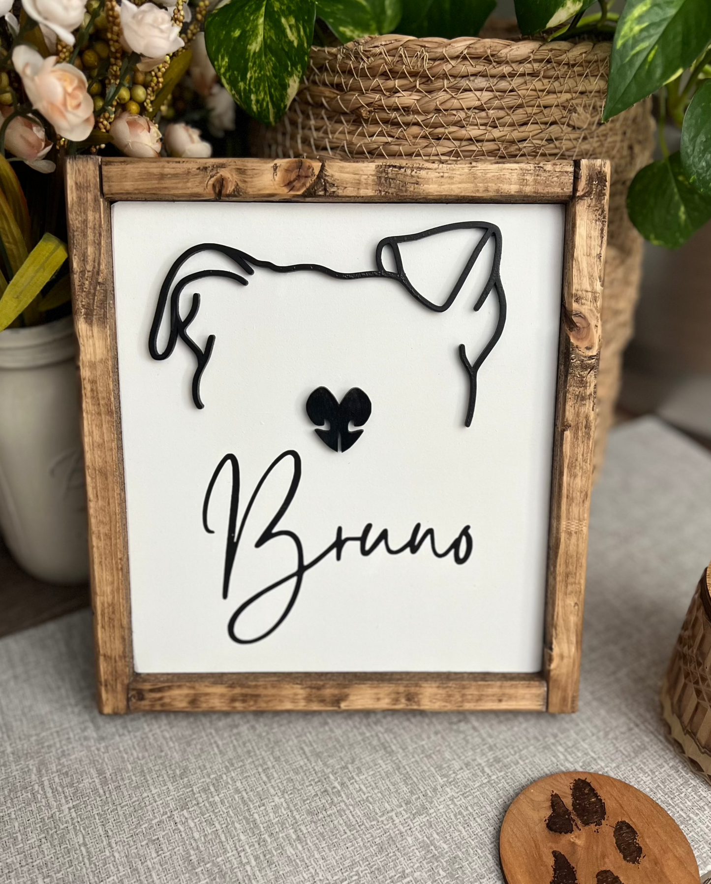 Custom Dog Ear Outline Sign - Modern Pet Line Art