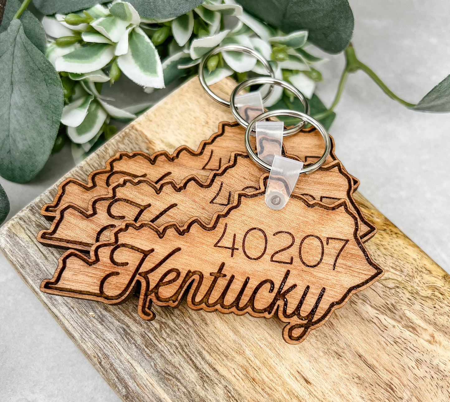Engraved "Kentucky" Realtor Keychain With Zip Code