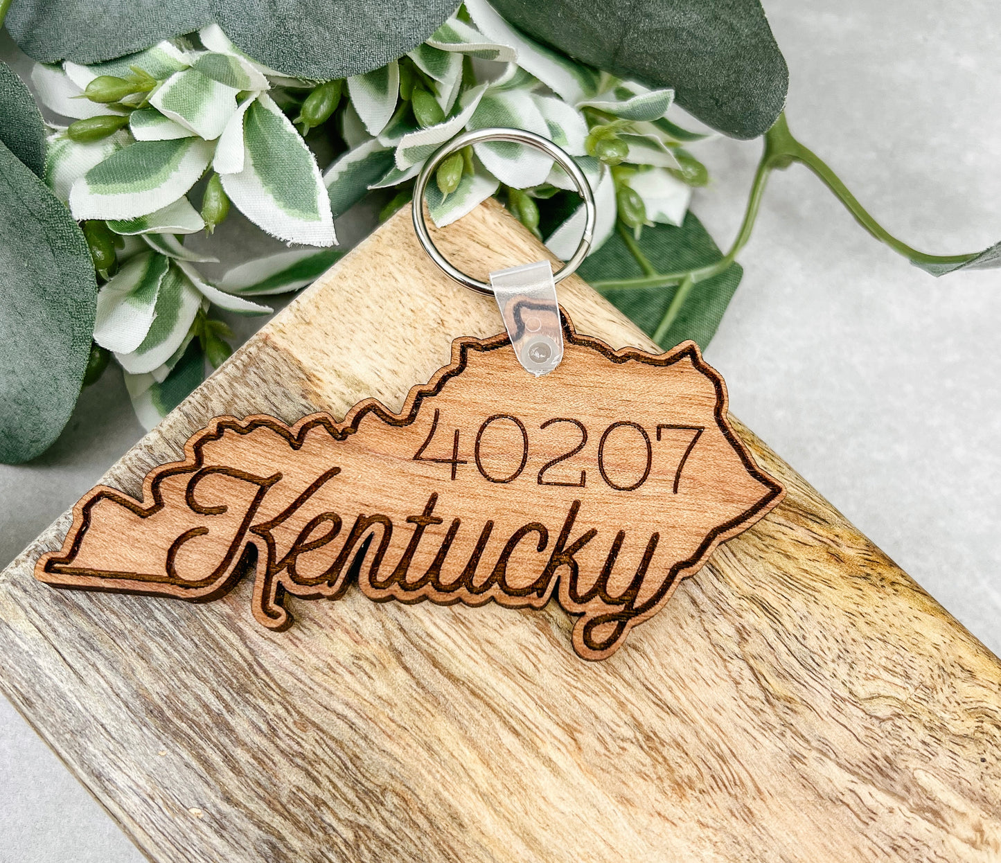 Engraved "Kentucky" Realtor Keychain With Zip Code