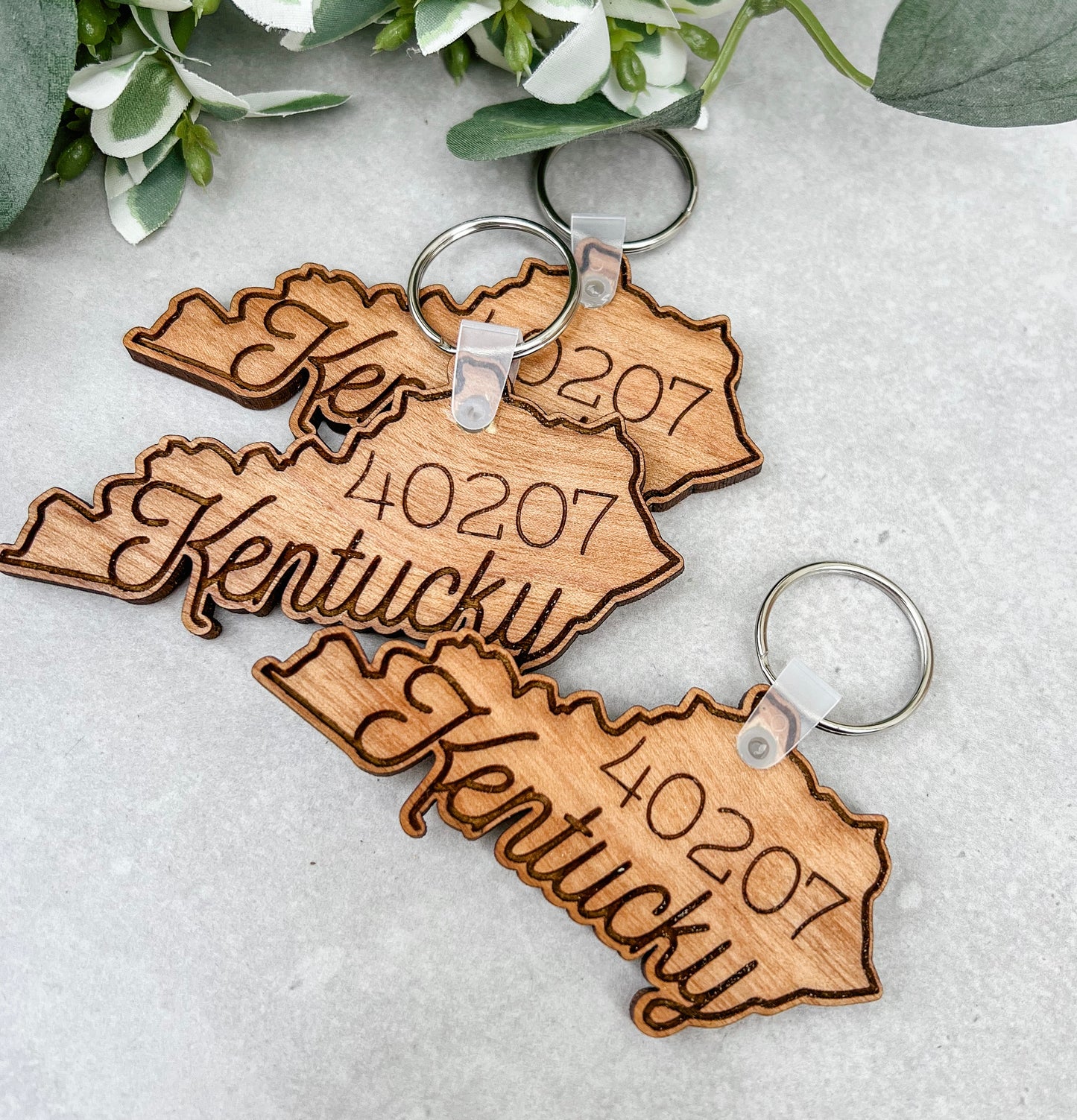 Engraved "Kentucky" Realtor Keychain With Zip Code