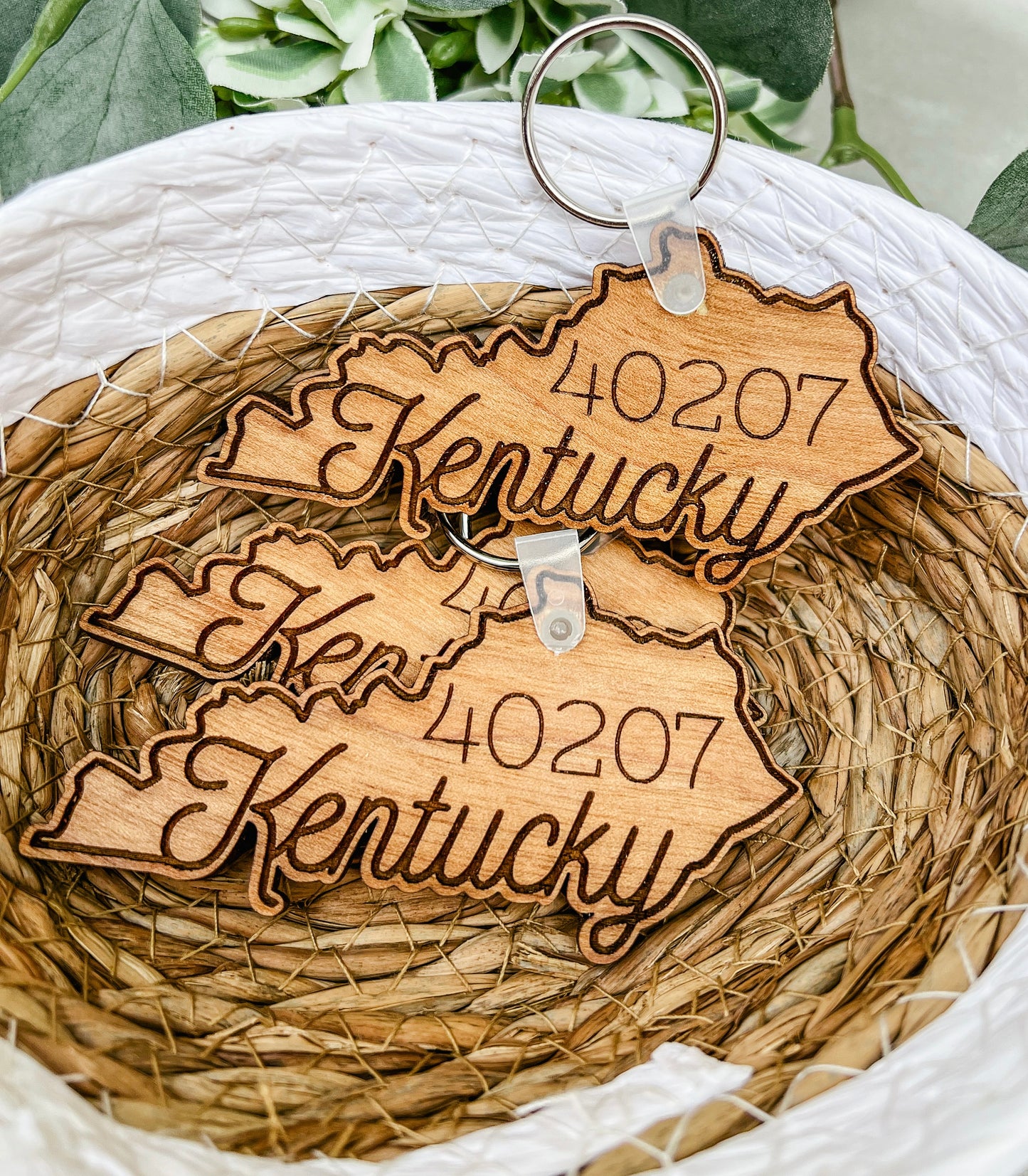 Engraved "Kentucky" Realtor Keychain With Zip Code