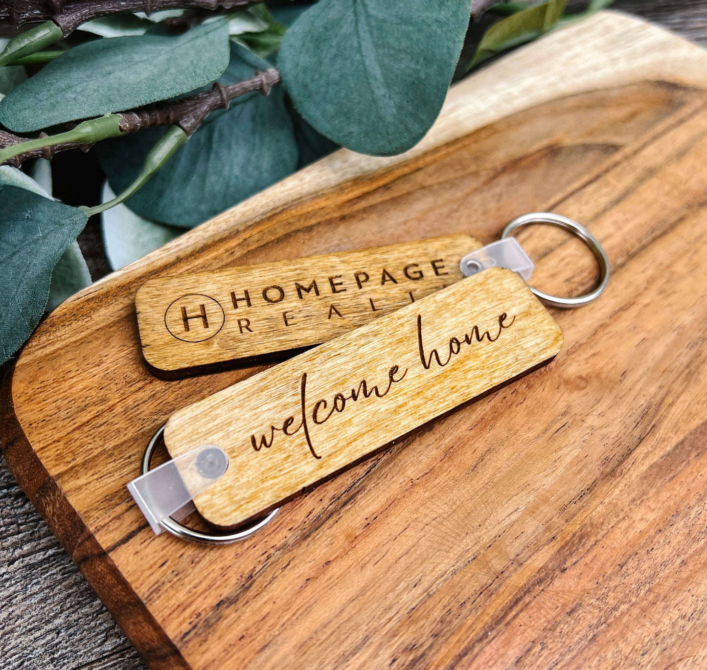 Engraved "Welcome Home" Realtor Keychain With Logo
