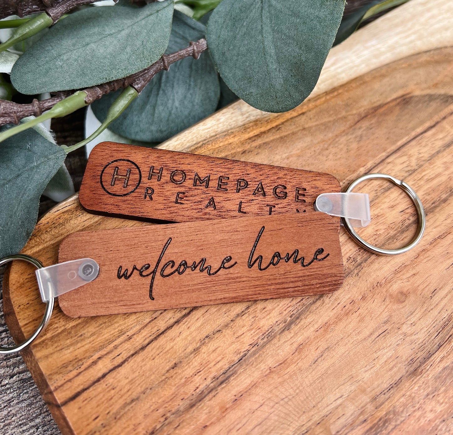 Engraved "Welcome Home" Realtor Keychain With Logo