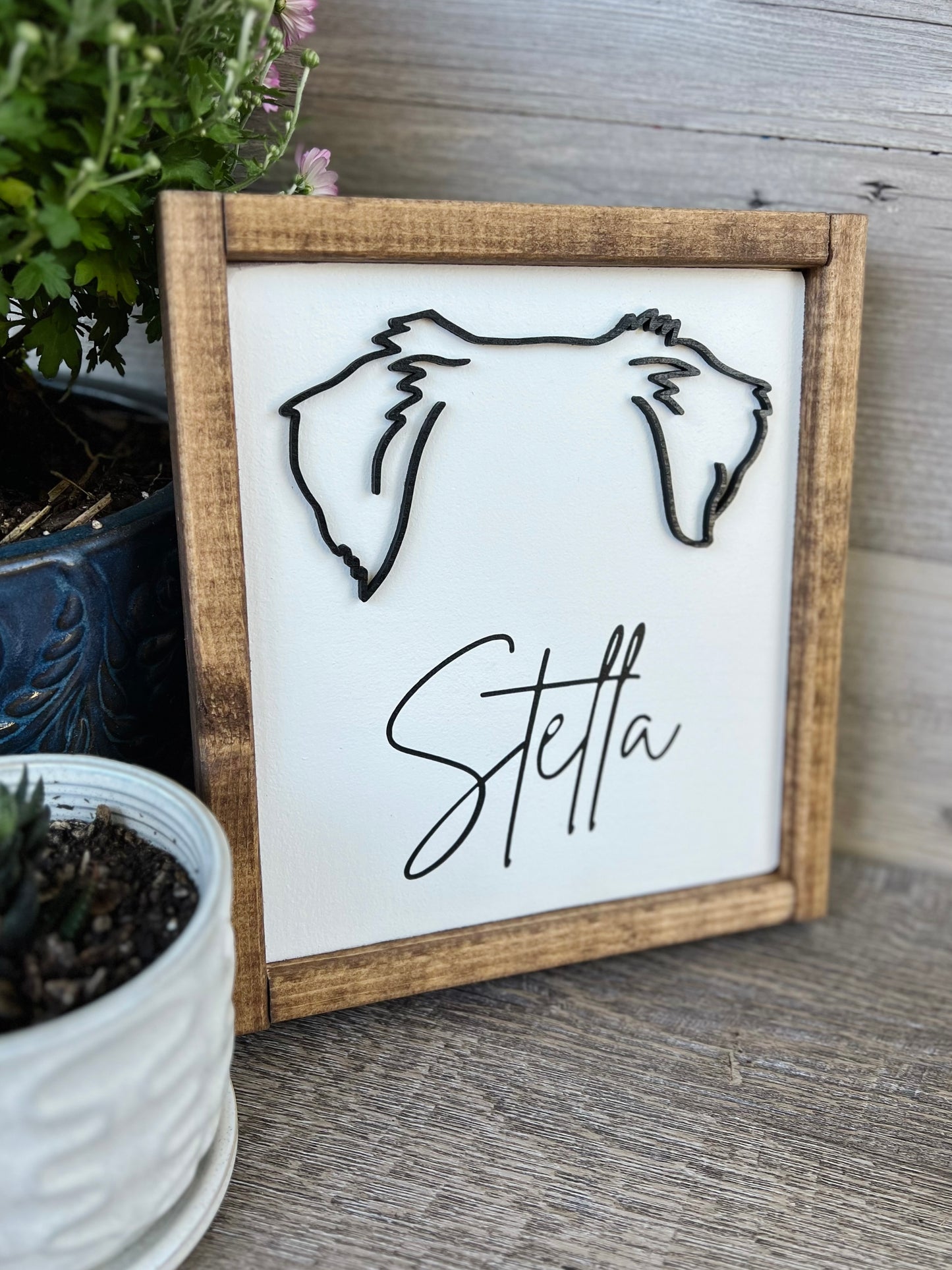 Custom Dog Ear Outline Sign - Modern Pet Line Art