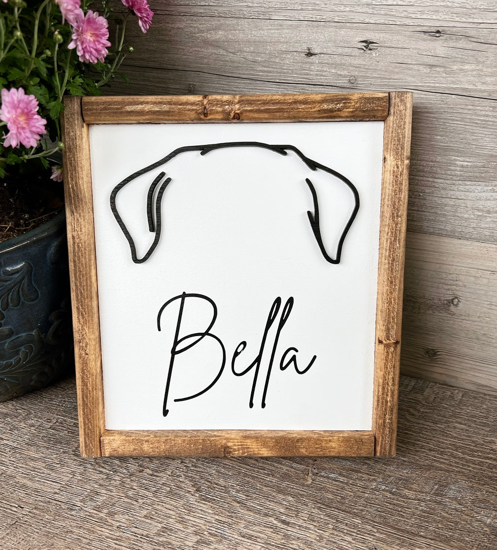 Custom Dog Ear Outline Sign - Modern Pet Line Art