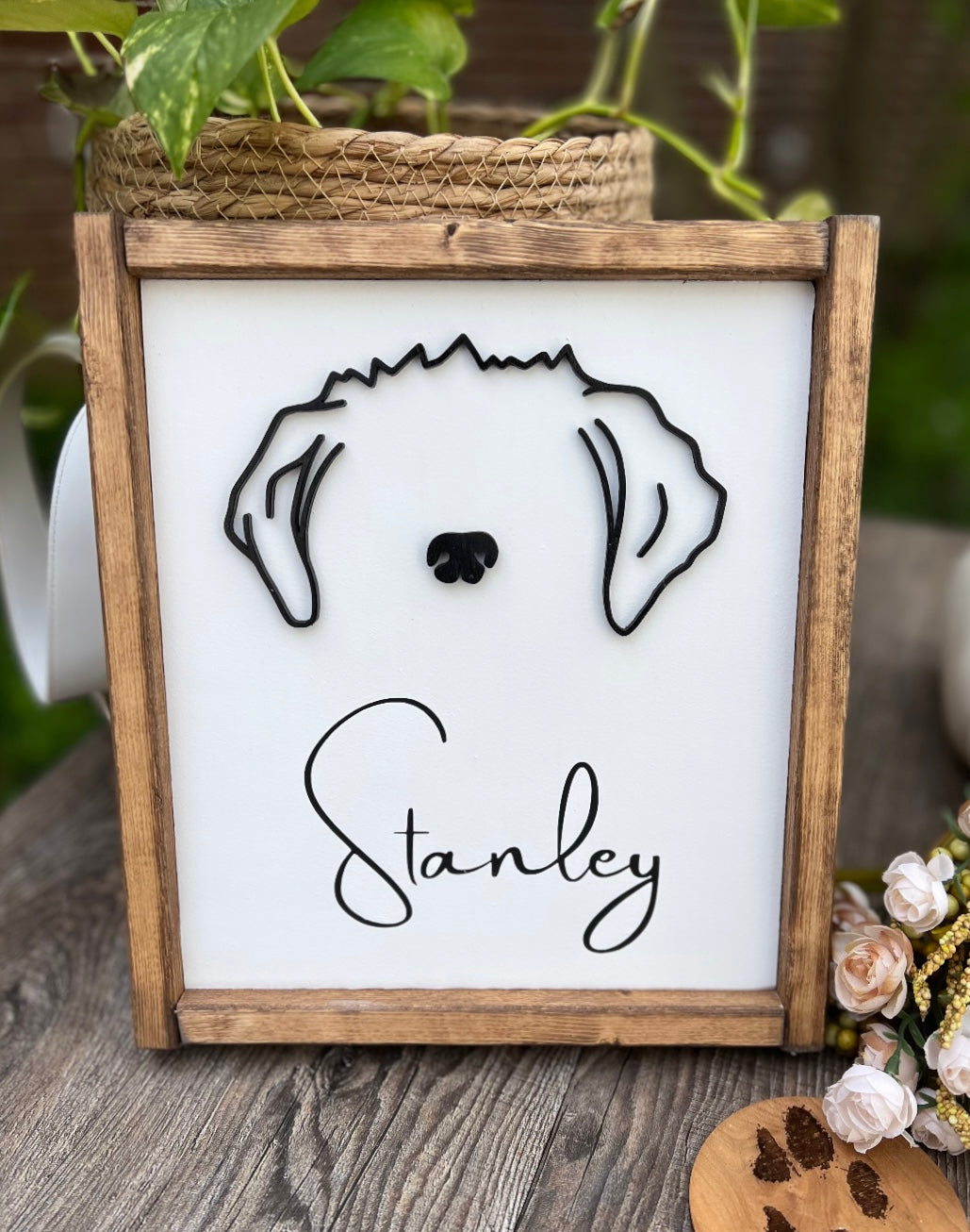 Custom Dog Ear Outline Sign - Modern Pet Line Art