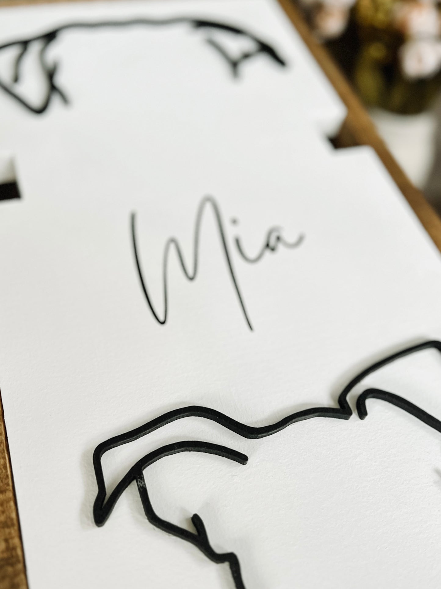 Custom Two Dog Ear Outline Sign With Collar Holder