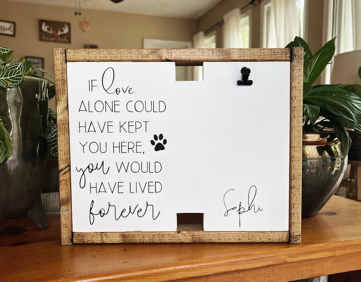If Love Alone - Pet Memorial With Dog Collar Holder + Photo Clip