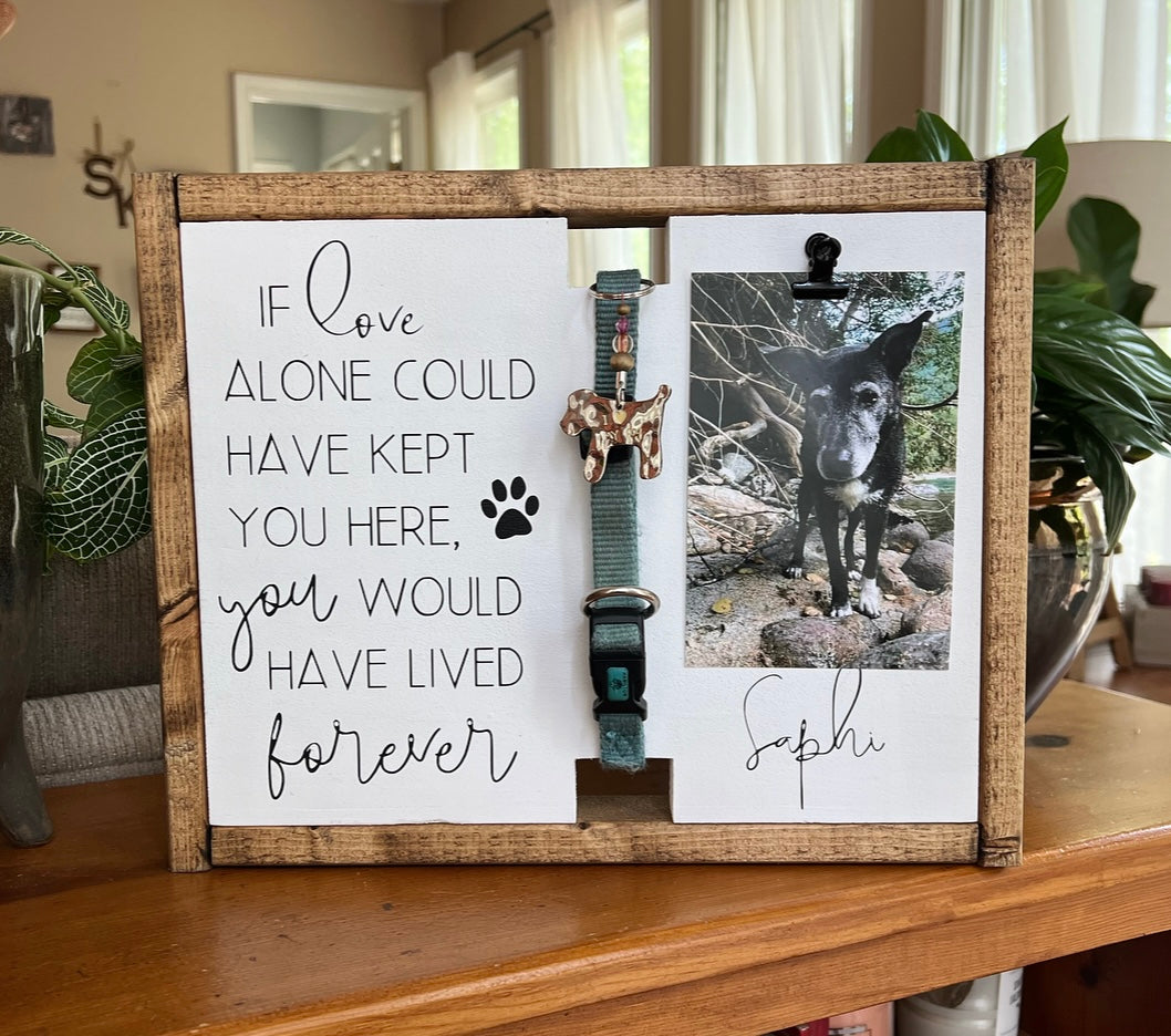If Love Alone - Pet Memorial With Dog Collar Holder + Photo Clip