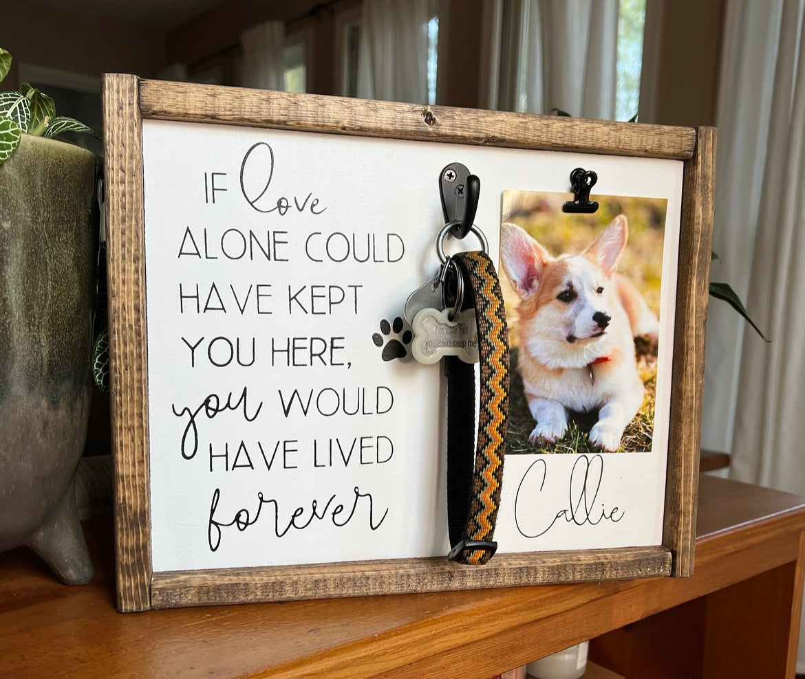 If Love Alone - Pet Memorial With Dog Collar Holder + Photo Clip