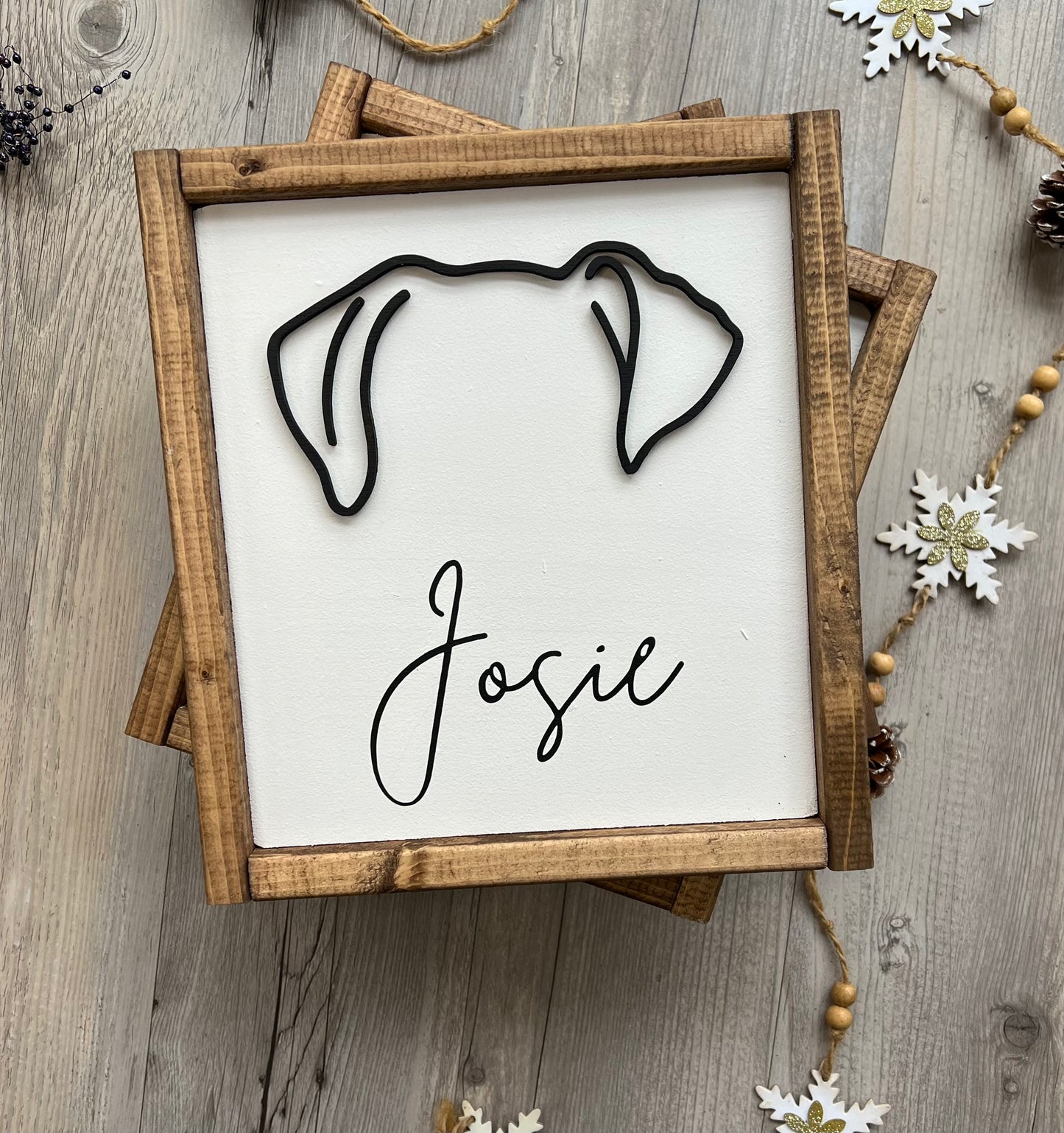Custom Dog Ear Outline Sign - Modern Pet Line Art