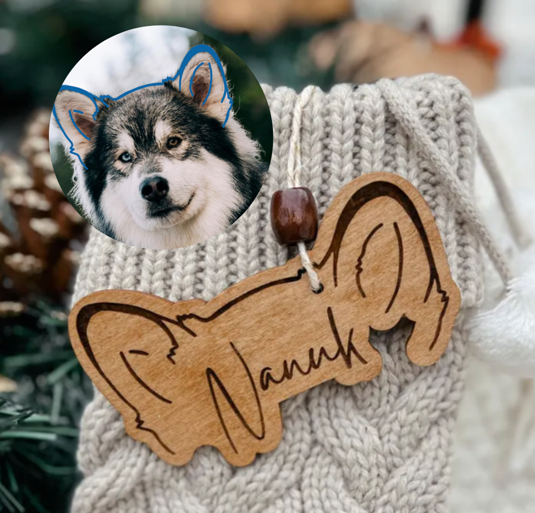 Dog Ear Outline Christmas Ornaments