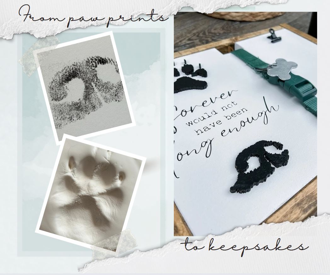 Memorial Keepsake With Custom Pet Nose and Paw Prints