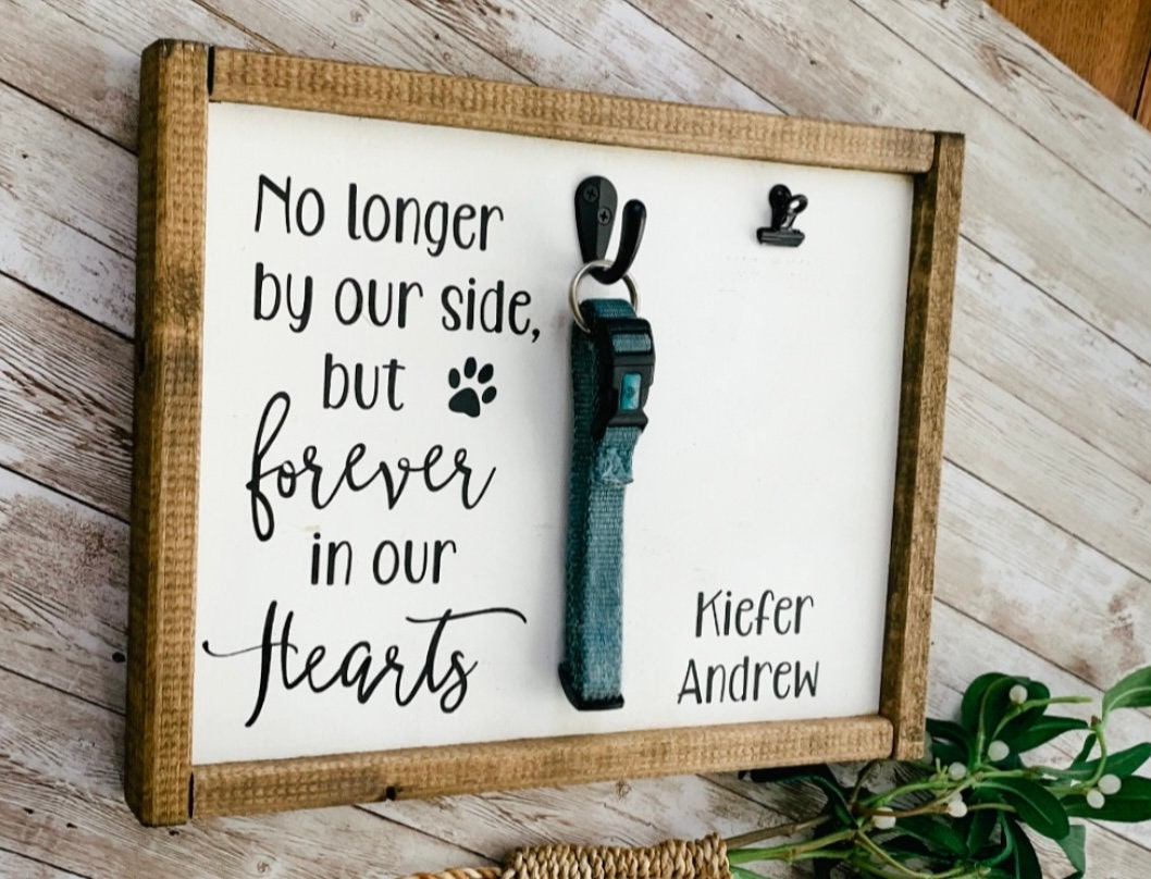 Pet Memorial Gift | Dog Loss Sympathy Frame | Custom Cat Remembrance Sign | No Longer By Our Side Forever In Our Hearts | Pet Keepsake