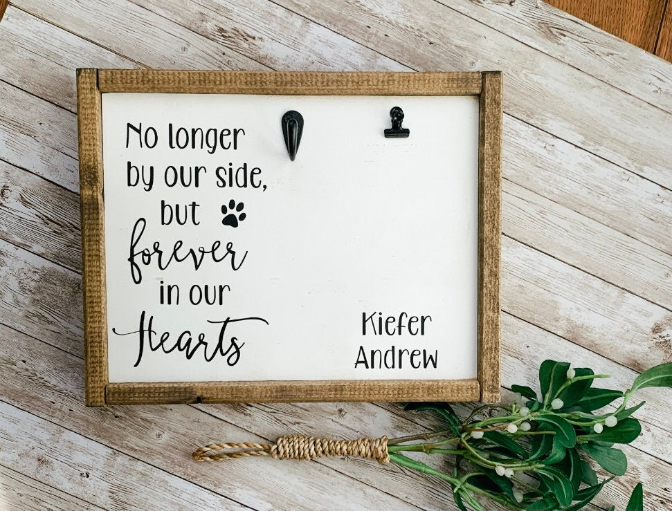 Pet Memorial Gift | Dog Loss Sympathy Frame | Custom Cat Remembrance Sign | No Longer By Our Side Forever In Our Hearts | Pet Keepsake