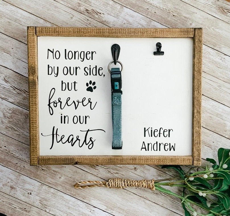 Pet Memorial Gift | Dog Loss Sympathy Frame | Custom Cat Remembrance Sign | No Longer By Our Side Forever In Our Hearts | Pet Keepsake