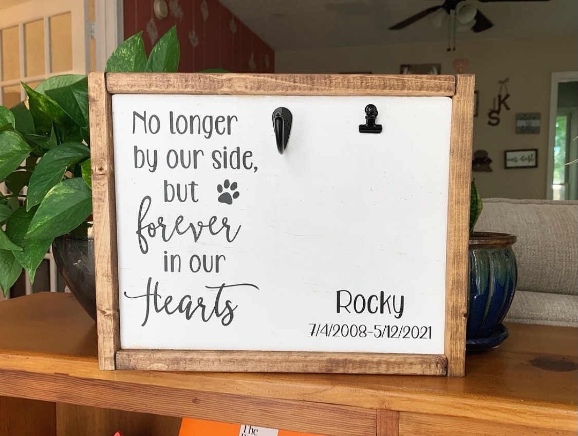 Pet Memorial Gift | Dog Loss Sympathy Frame | Custom Cat Remembrance Sign | No Longer By Our Side Forever In Our Hearts | Pet Keepsake