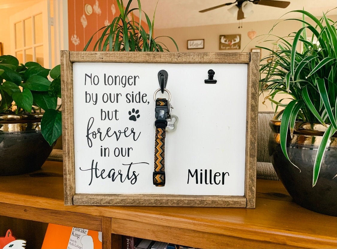 Pet Memorial Gift | Dog Loss Sympathy Frame | Custom Cat Remembrance Sign | No Longer By Our Side Forever In Our Hearts | Pet Keepsake