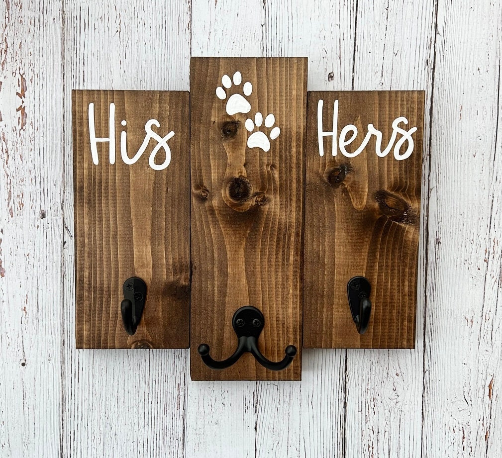 His and Hers Dog Leash Holder - Entryway Key and Leash Organizer
