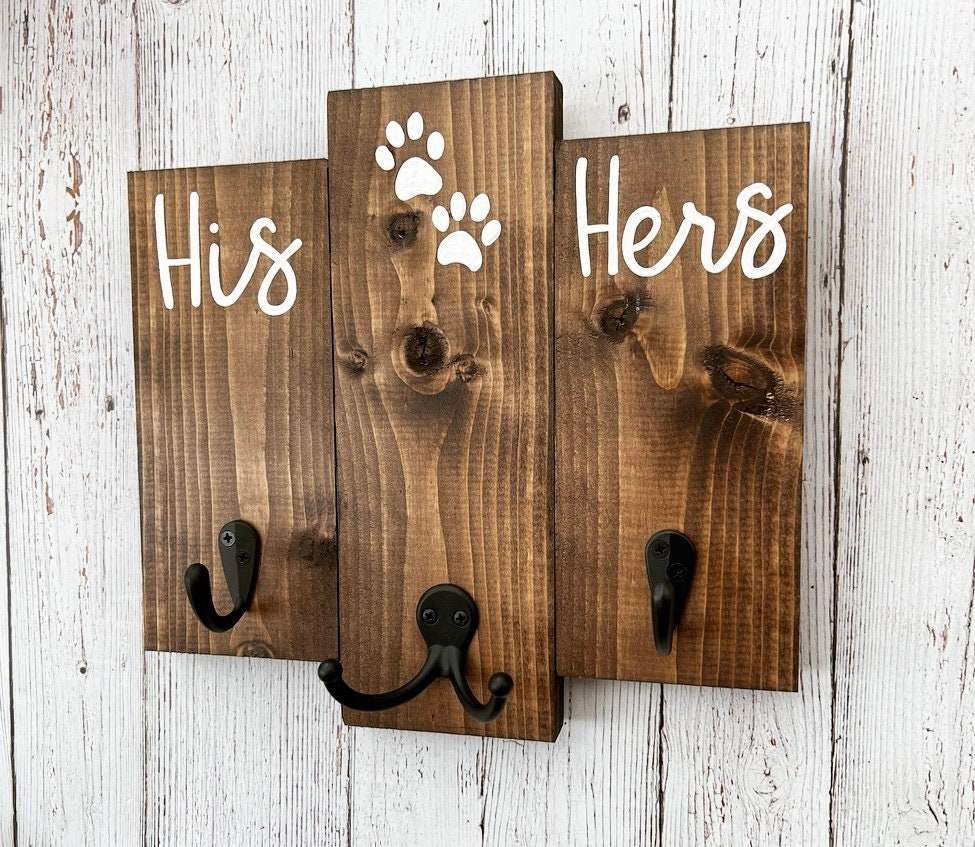 His and Hers Dog Leash Holder - Entryway Key and Leash Organizer