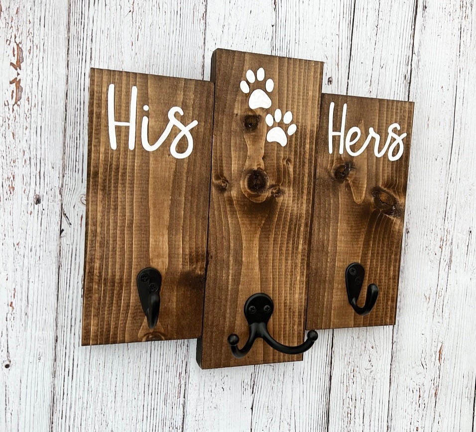His and Hers Dog Leash Holder - Entryway Key and Leash Organizer