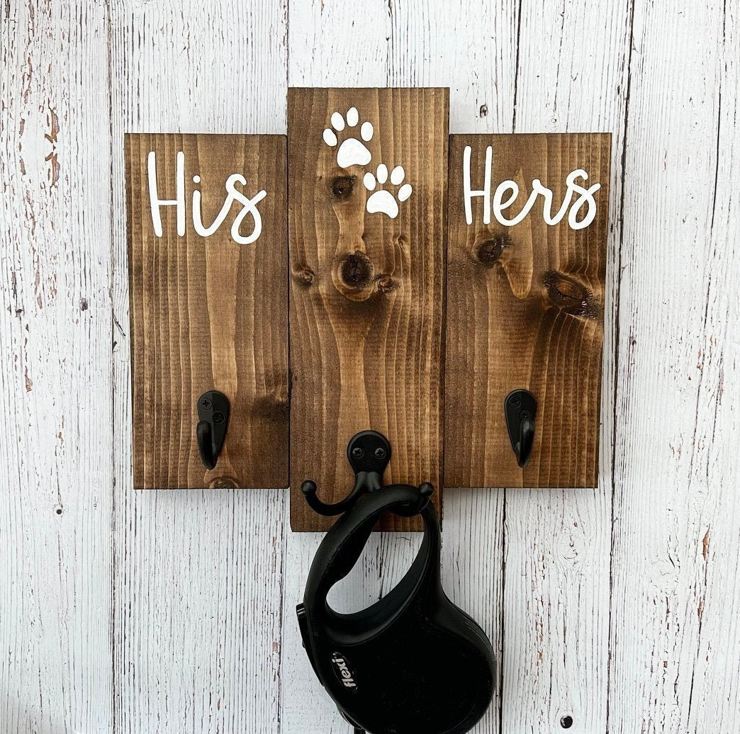 His and Hers Dog Leash Holder - Entryway Key and Leash Organizer