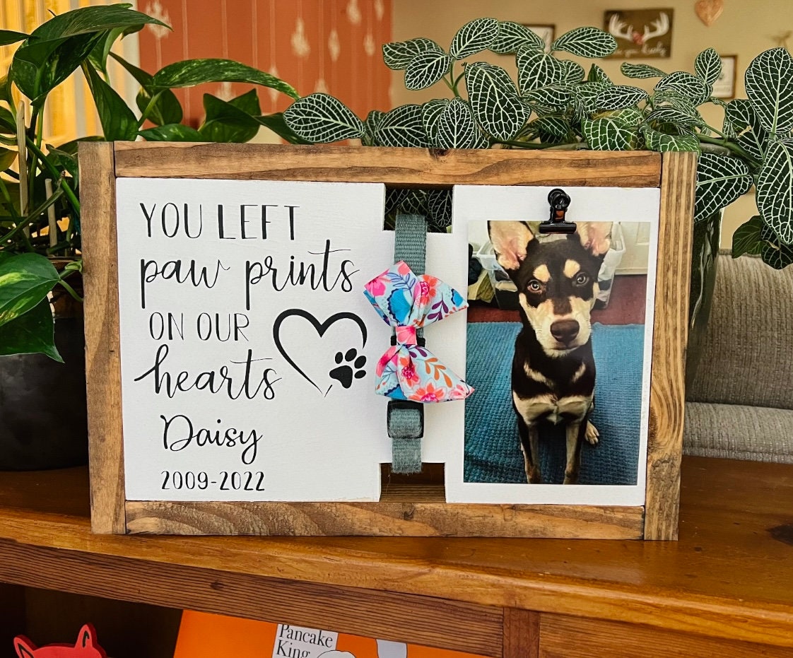 You Left Paw Prints On Our Hearts - Custom Pet Memorial Sign