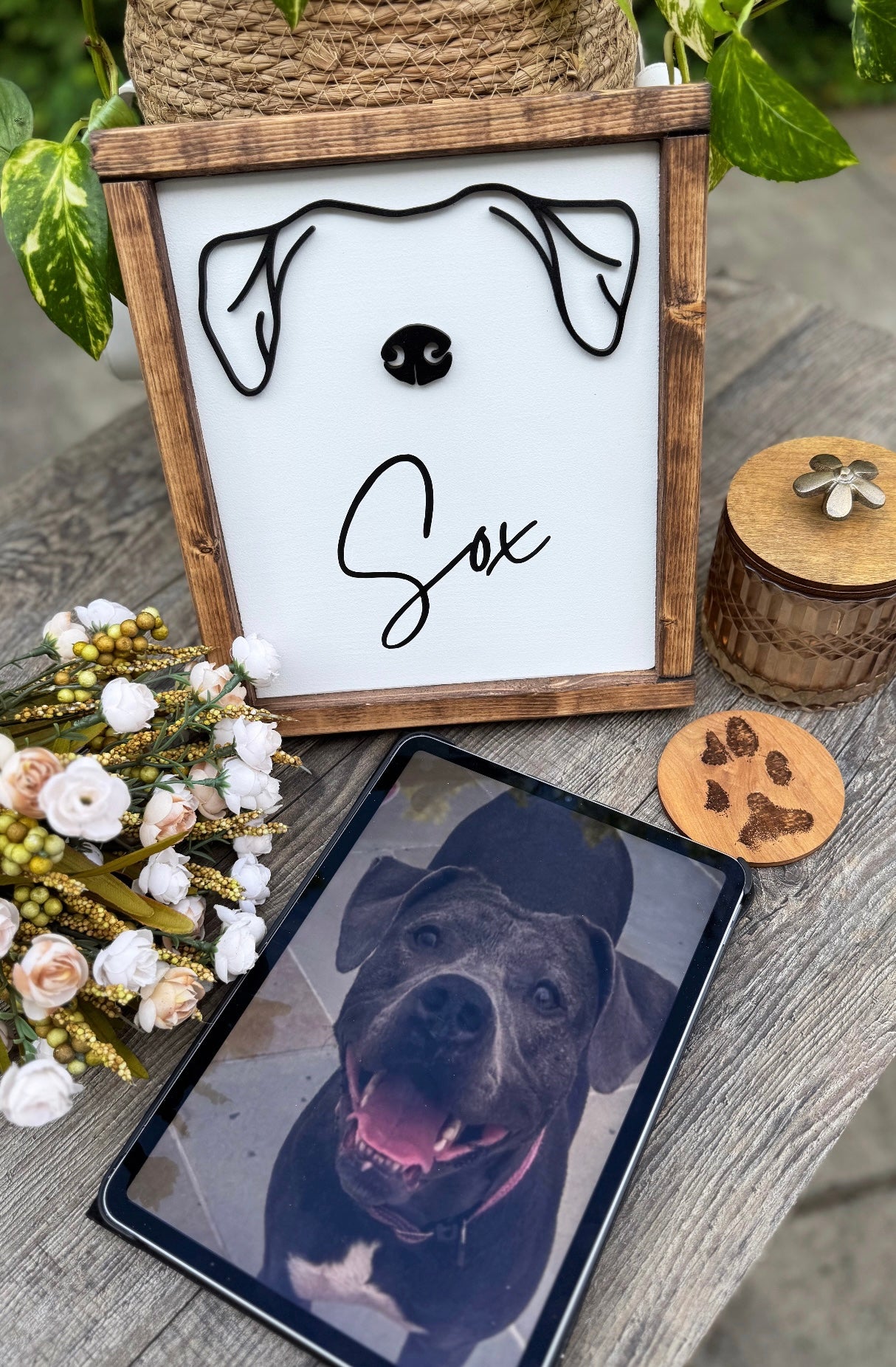 Custom Dog Ear Outline Sign - Modern Pet Line Art
