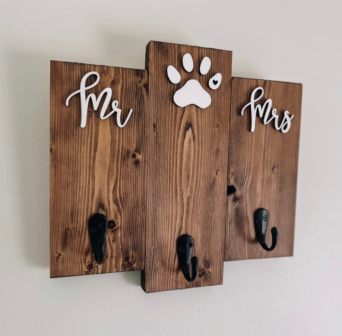 Mr & Mrs Key and Dog Leash Holder - Wedding Gift