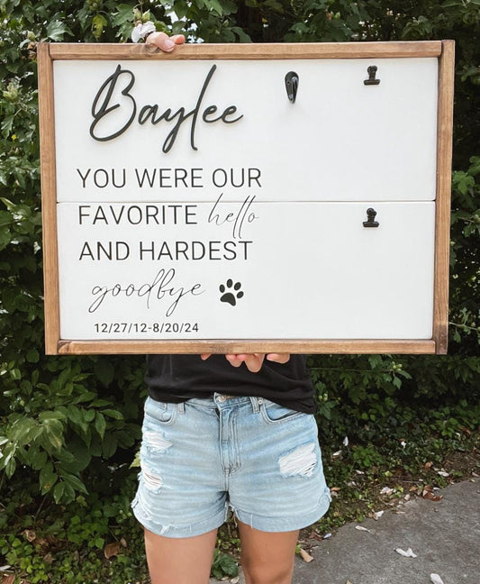 You Were My Favorite Hello  - LARGE Pet Memorial Collar Holder
