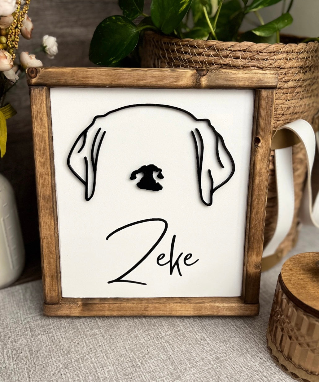 Custom Dog Ear Outline Sign - Modern Pet Line Art