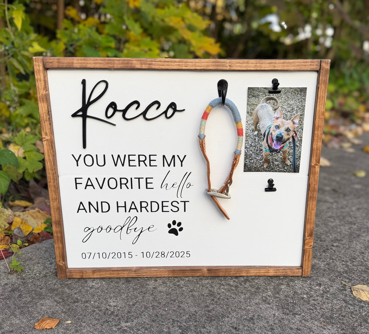 You Were My Favorite Hello  - LARGE Pet Memorial Collar Holder