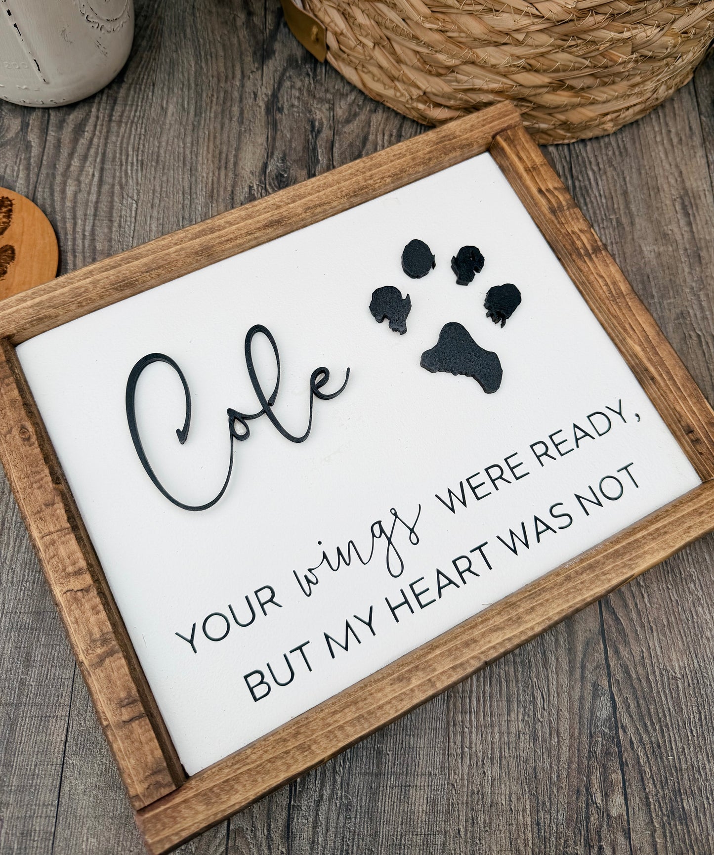 Custom pet keepsake with paw print - your wings were ready