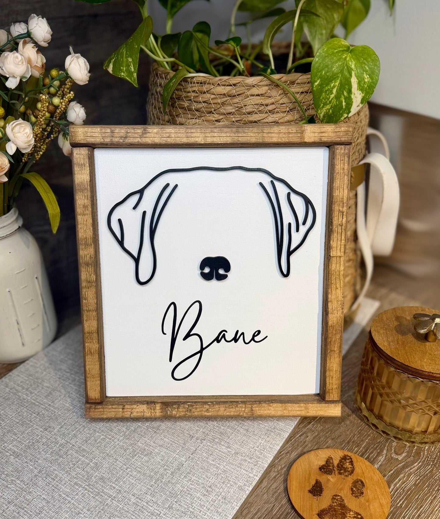 Custom Dog Ear Outline Sign - Modern Pet Line Art