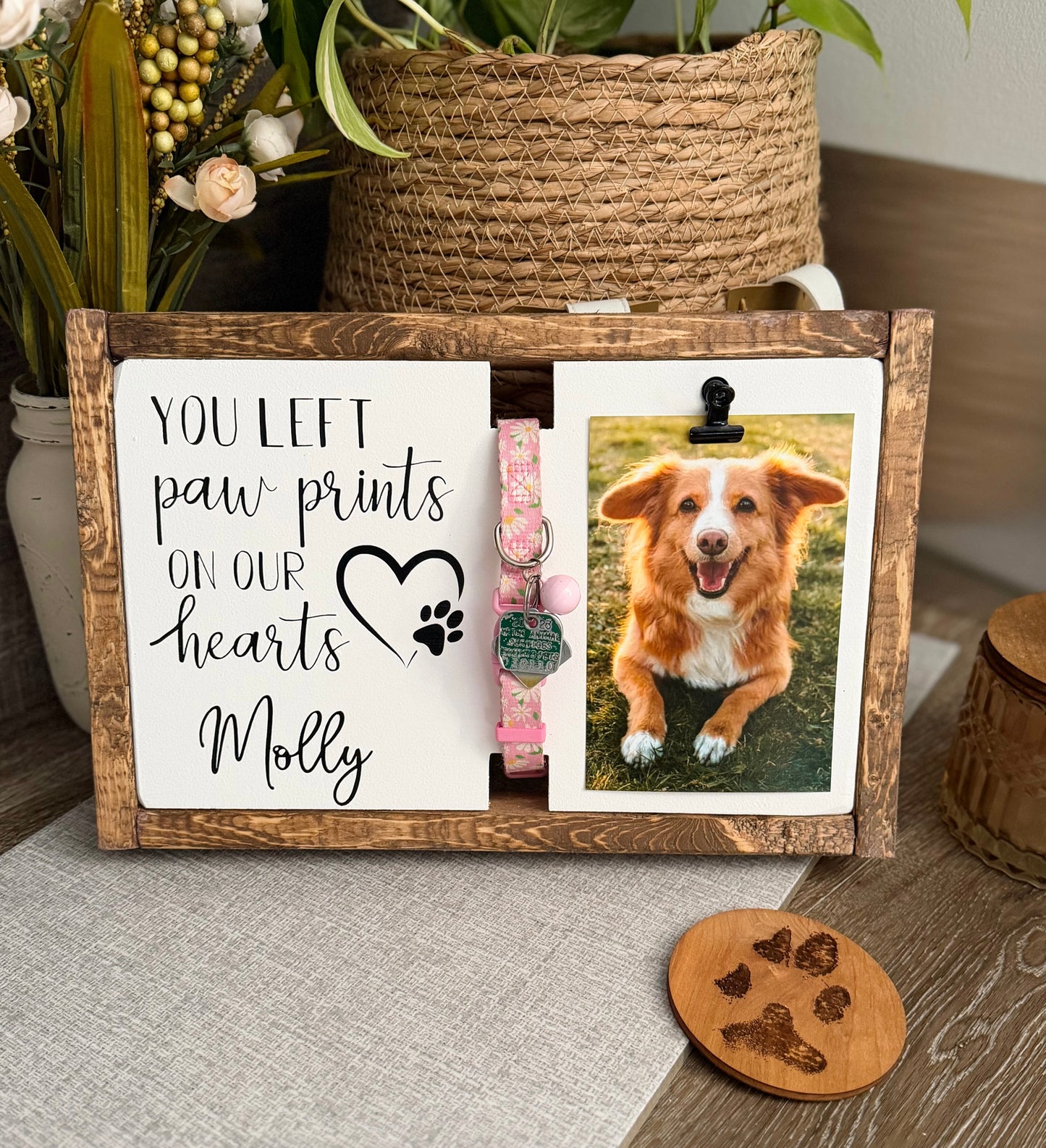 You Left Paw Prints On Our Hearts - Custom Pet Memorial Sign