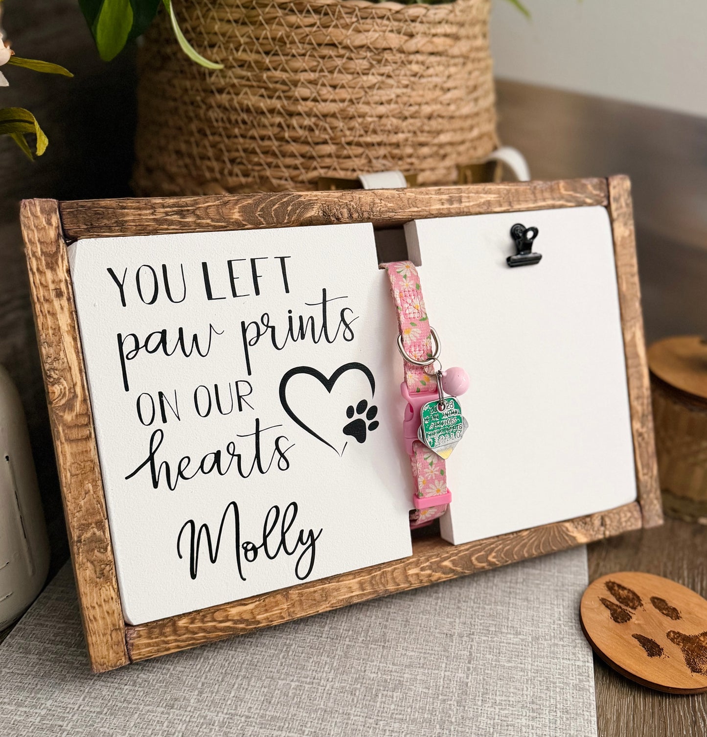 You Left Paw Prints On Our Hearts - Custom Pet Memorial Sign