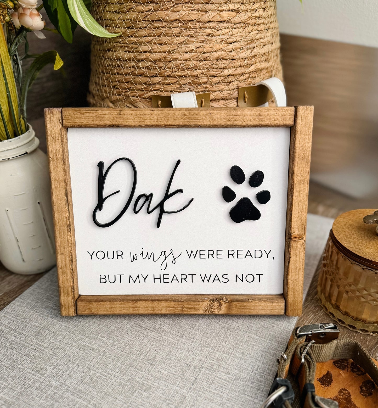 Custom pet keepsake with paw print - your wings were ready