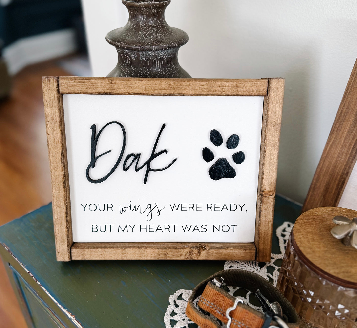 Custom pet keepsake with paw print - your wings were ready